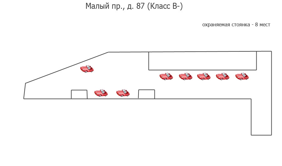 план парковки бизнес-центра по адресу Малый пр. ПС, д. 87