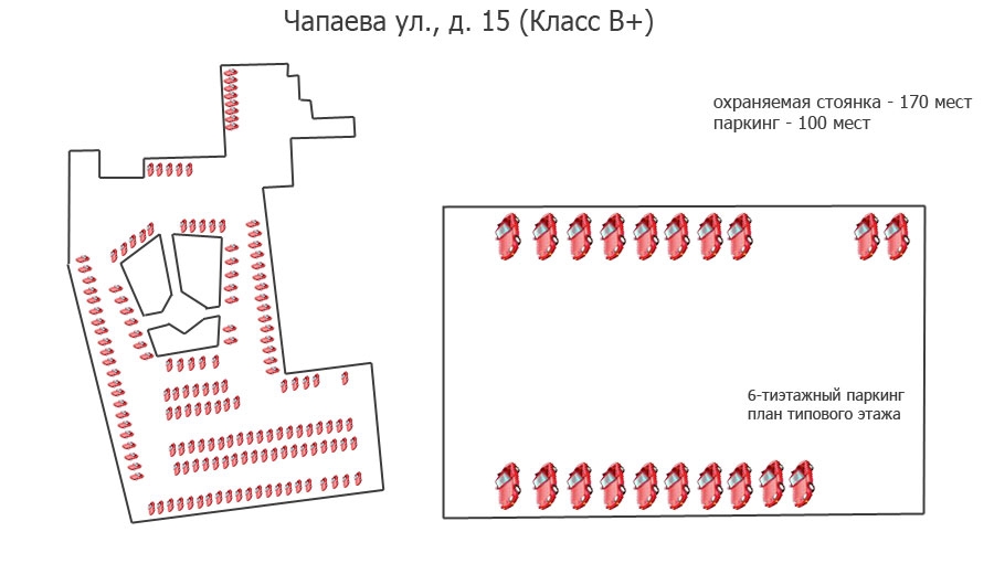 план парковки бизнес-центра по адресу Чапаева ул., д. 15А